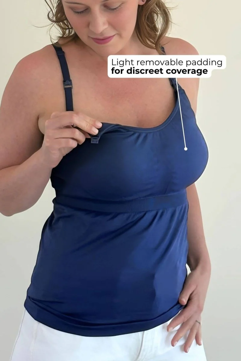 SuperMom® Silhouette Nursing & Pumping Seamless Tank | Indigo - Image 11