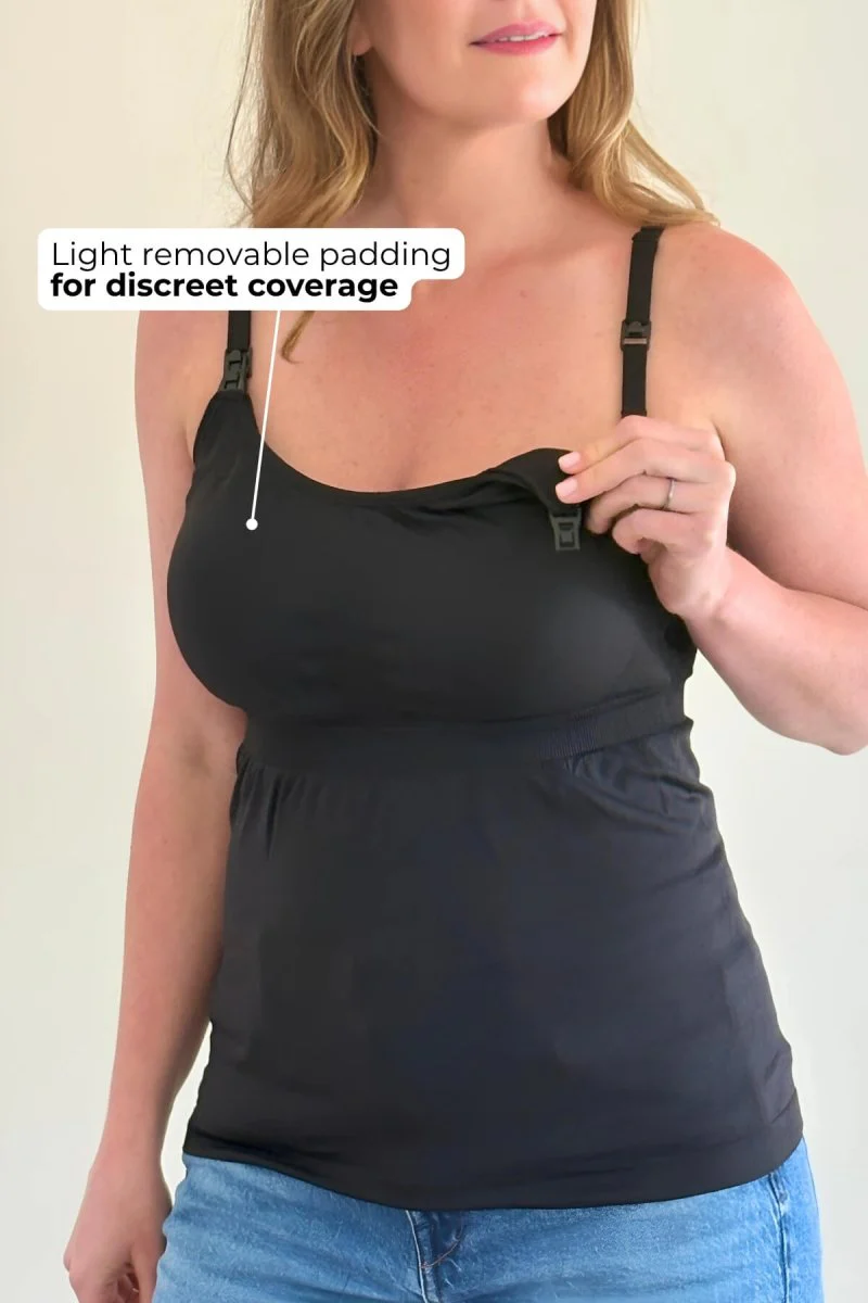 SuperMom® Silhouette Nursing & Pumping Seamless Tank | Midnight - Image 9