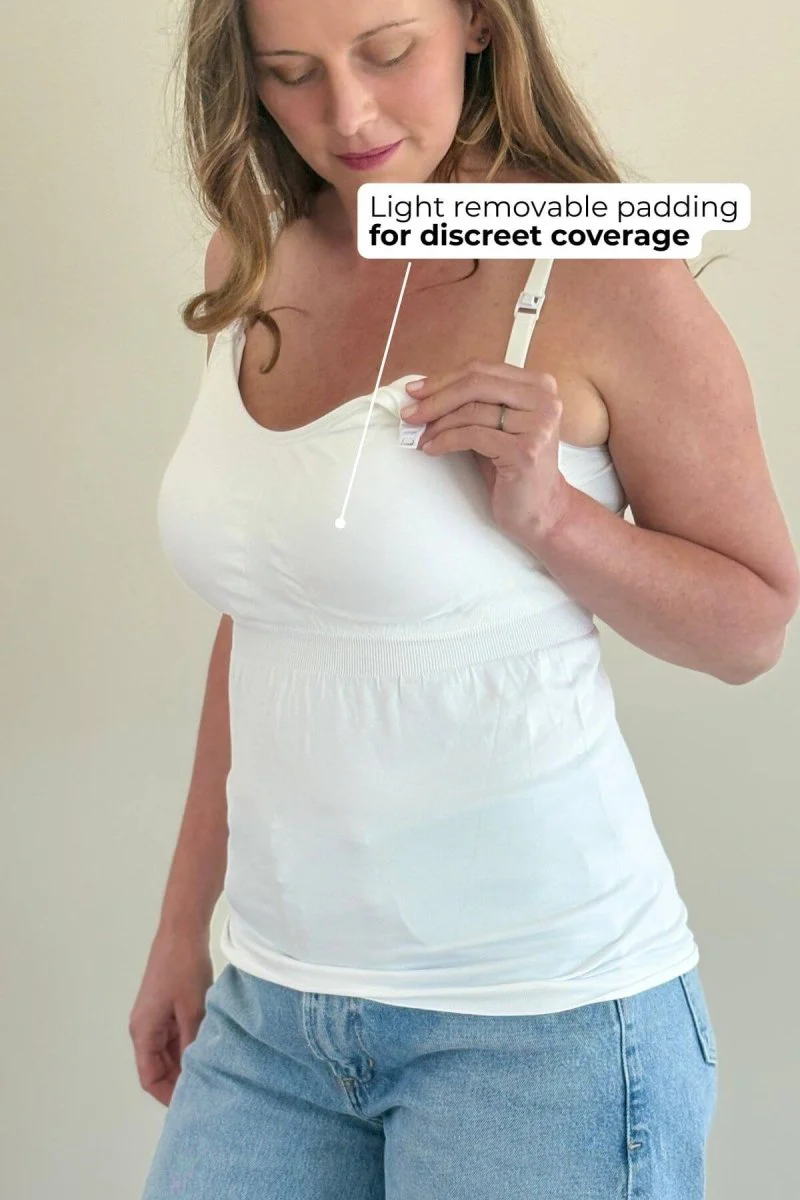 SuperMom® Silhouette Nursing & Pumping Seamless Tank | Pearl - Image 9