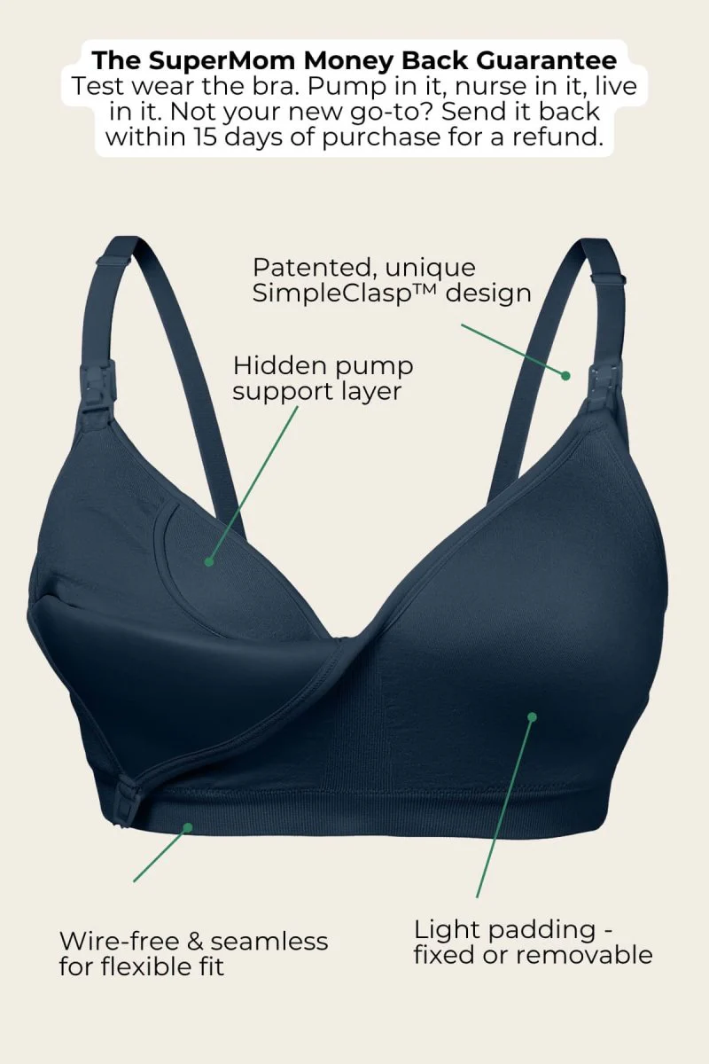 SuperMom® Silhouette Hands-Free Pumping & Nursing Bra | Midnight - Image 3