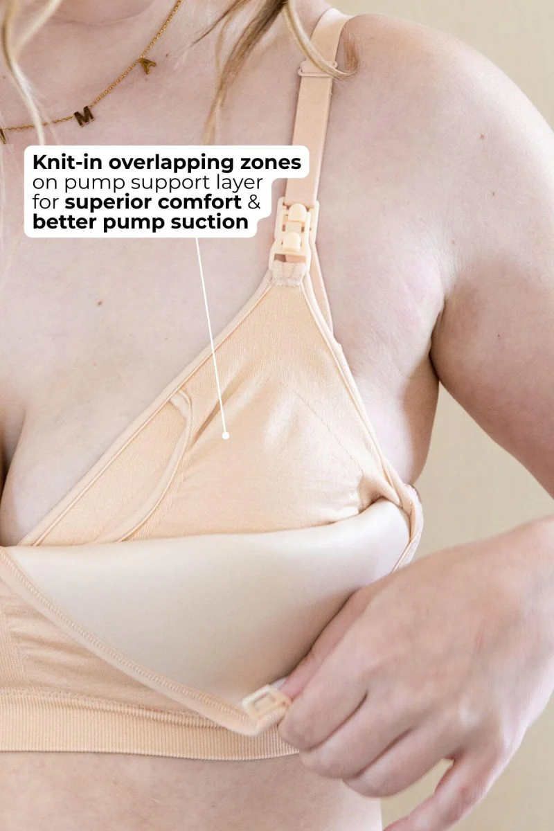 SuperMom® Silhouette Hands-Free Pumping & Nursing Bra | Sunkissed Rose - Image 8